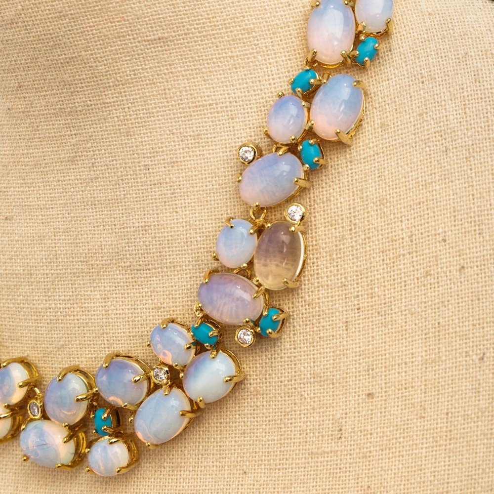 Real Collectibles by Adrienne cabachon necklace blue stones & faux diamonds - Picture 9 of 16